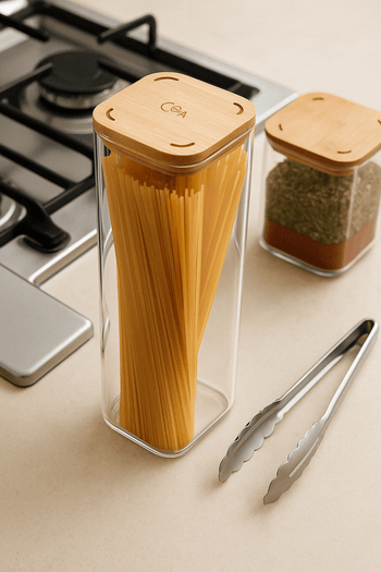 Pote Hermético com Tampa de Bambu 1,5L Coleção Potes Herméticos- Pote Hermético com Tampa de Bambu 1,5L Design & Casa 