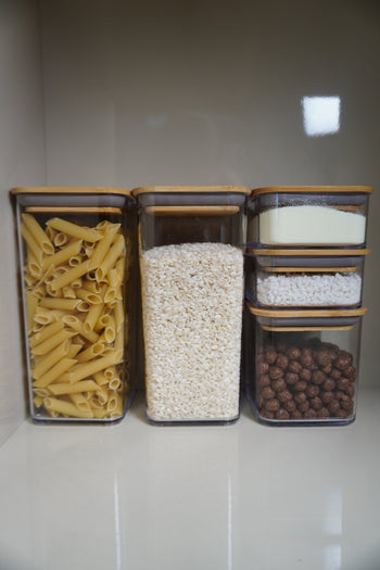 Pote Hermético de Vidro com Tampa de Bambu 1,3 L Coleção Potes Herméticos- Pote Hermético de Vidro com Tampa de Bambu 1,3 L Design & Casa 