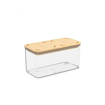 Pote Hermético de Vidro com Tampa de Bambu 1,3 L Coleção Potes Herméticos- Pote Hermético de Vidro com Tampa de Bambu 1,3 L Design & Casa 