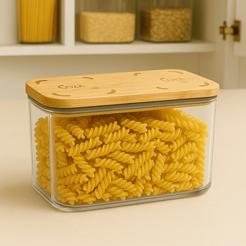 Pote Hermético de Vidro com Tampa de Bambu 1,3 L Coleção Potes Herméticos- Pote Hermético de Vidro com Tampa de Bambu 1,3 L Design & Casa 