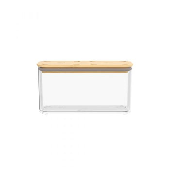 Pote Hermético de Vidro com Tampa de Bambu 1,3 L Coleção Potes Herméticos- Pote Hermético de Vidro com Tampa de Bambu 1,3 L Design & Casa 