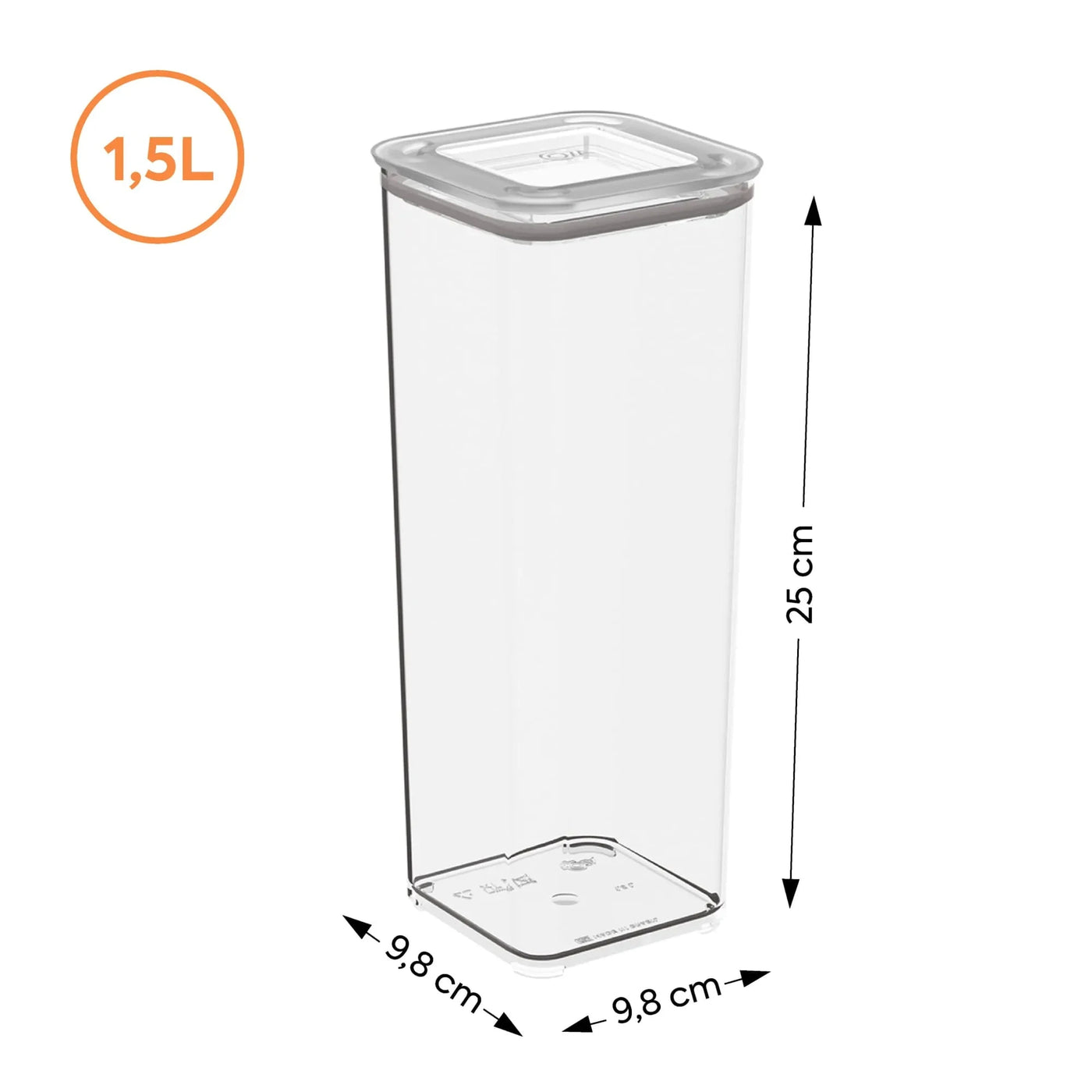 Pote Hermético Transparente com Vedação 1,5L Coleção Potes Herméticos- Pote Hermético Transparente com Vedação 1,5L Design & Casa 