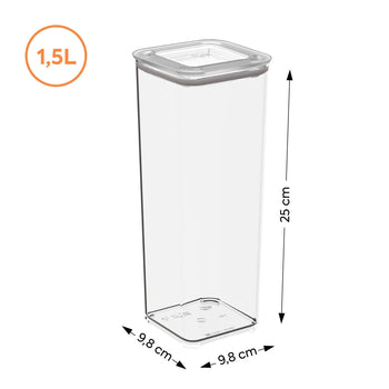 Pote Hermético Transparente com Vedação 1,5L Coleção Potes Herméticos- Pote Hermético Transparente com Vedação 1,5L Design & Casa 