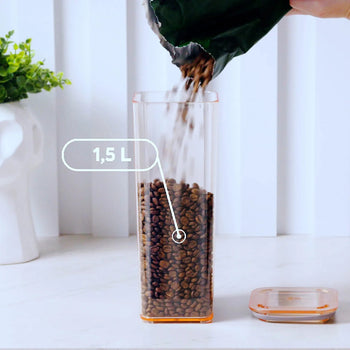 Pote Hermético Transparente com Vedação 1,5L Coleção Potes Herméticos- Pote Hermético Transparente com Vedação 1,5L Design & Casa 