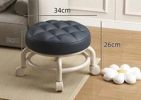 Pulley, Low Stool, Universal Wheel, Small Stool, Seat with Wheels, CHILDREN'S Multi-functional Shoe Changing Stool, round Stool Design & Casa Black stool 