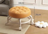 Pulley, Low Stool, Universal Wheel, Small Stool, Seat with Wheels, CHILDREN'S Multi-functional Shoe Changing Stool, round Stool Design & Casa Orange stool 