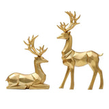 Resin Geometric Elk Sculpture Standing Gold Deer Statues Festival Reindeer Home Decor Living Room TV Cabinet Ornaments Design & Casa 2C 