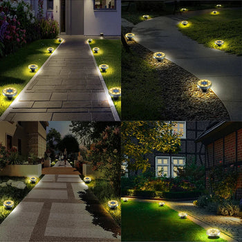 Solar Powered Ground Lights IP65 Waterproof Outdoor LED Disk Lights for Garden Non-Slip Landscape Path Lighting for Patio Lawn Design & Casa 