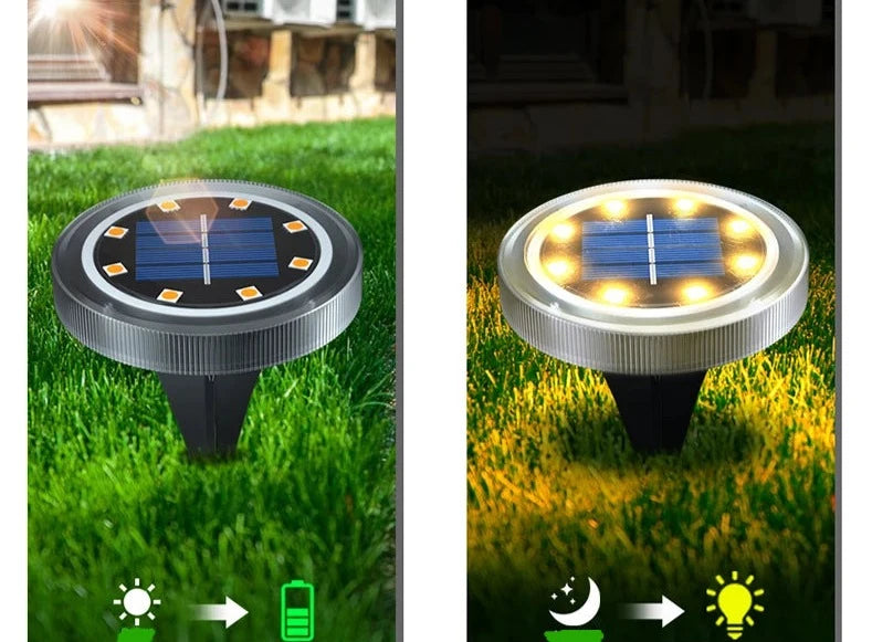 Solar Powered Ground Lights IP65 Waterproof Outdoor LED Disk Lights for Garden Non-Slip Landscape Path Lighting for Patio Lawn Design & Casa 