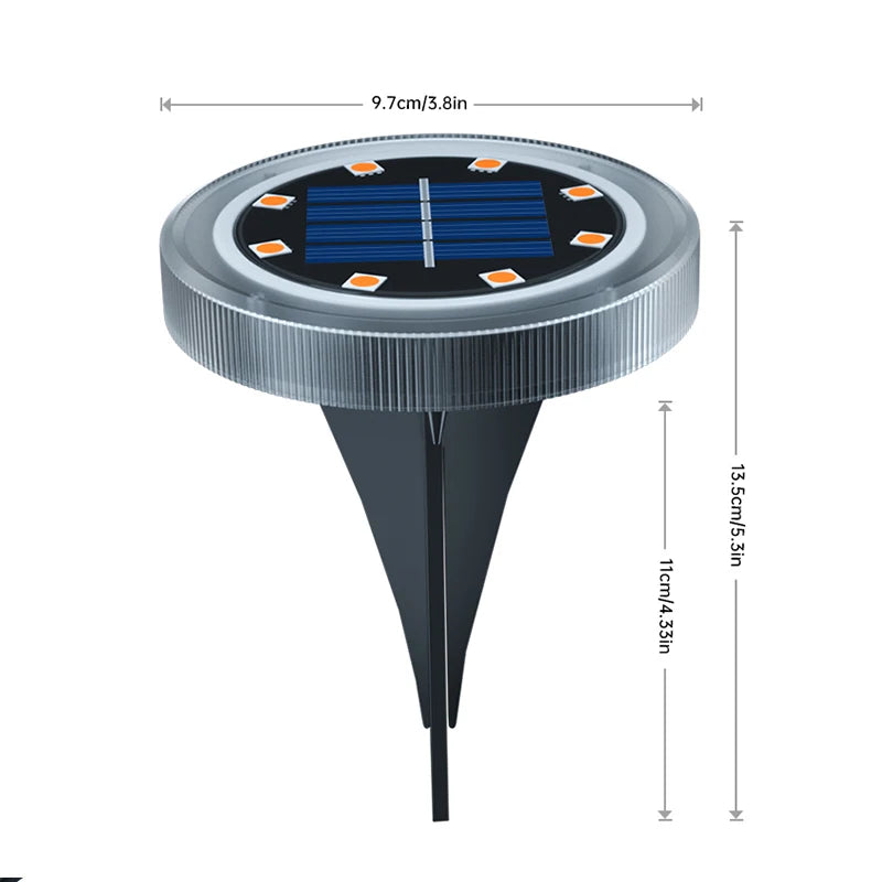 Solar Powered Ground Lights IP65 Waterproof Outdoor LED Disk Lights for Garden Non-Slip Landscape Path Lighting for Patio Lawn Design & Casa 