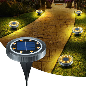 Solar Powered Ground Lights IP65 Waterproof Outdoor LED Disk Lights for Garden Non-Slip Landscape Path Lighting for Patio Lawn Design & Casa 8pcs White 