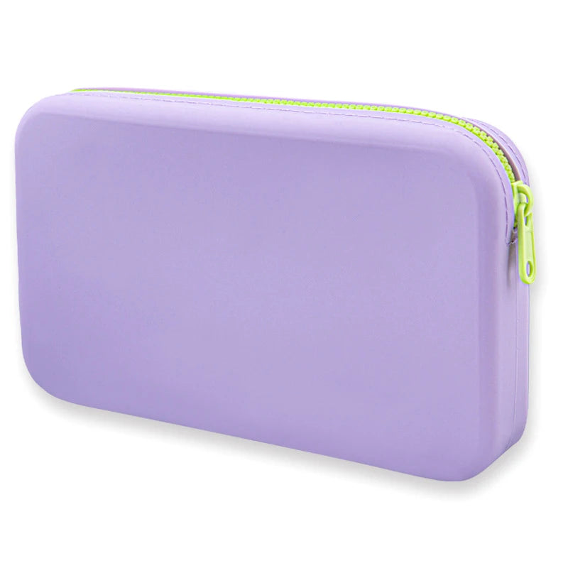 Square Silicone Cosmetic Storage Bag Large Capacity Travel Makeup Brush Holder Portable Cosmetic Waterproof Organizer Design & Casa Purple 