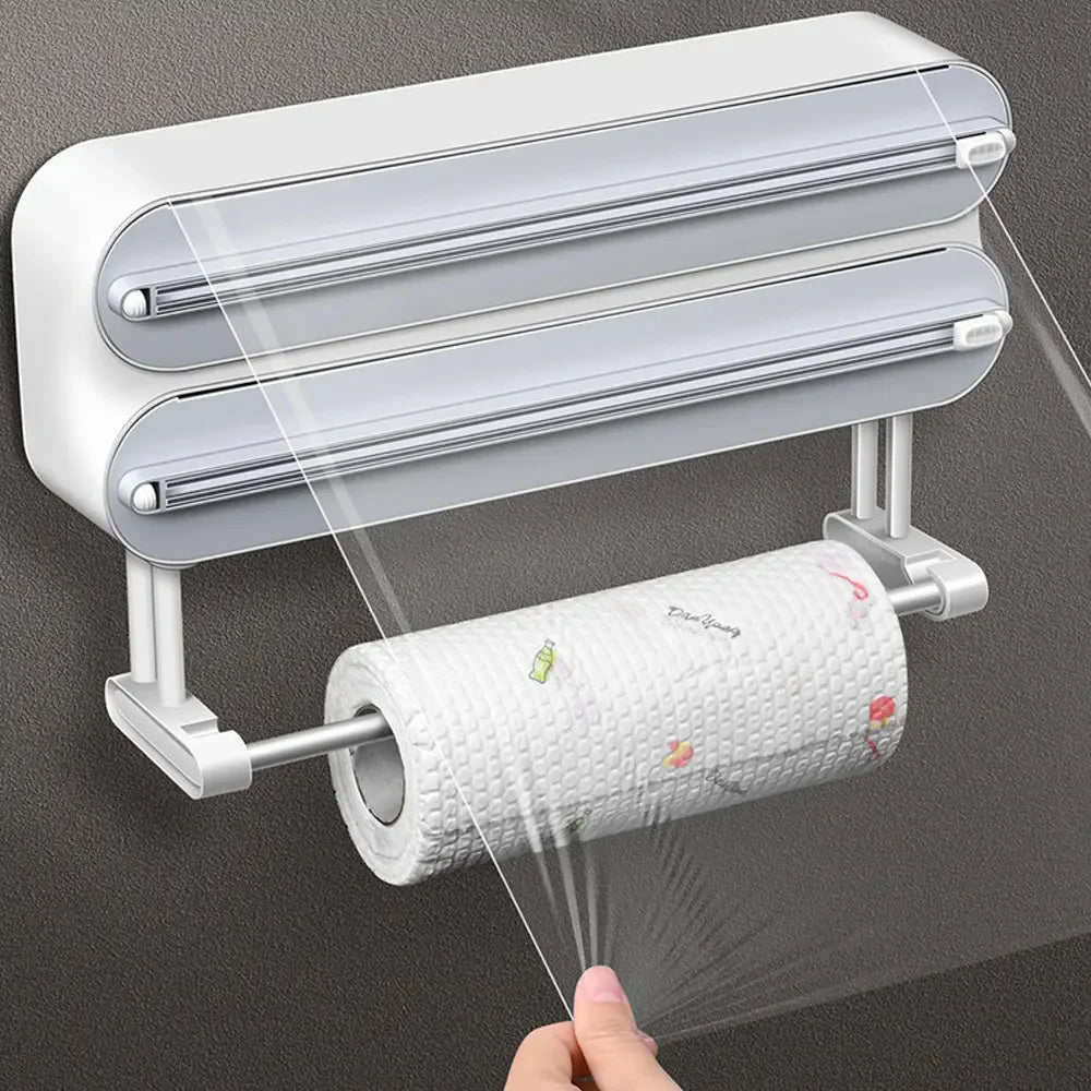 Suporte De Parede Para Papel Filme Com Cortador Coleção Cozinha - Suporte De Parede Para Papel Filme Com Cortador LightHousi 