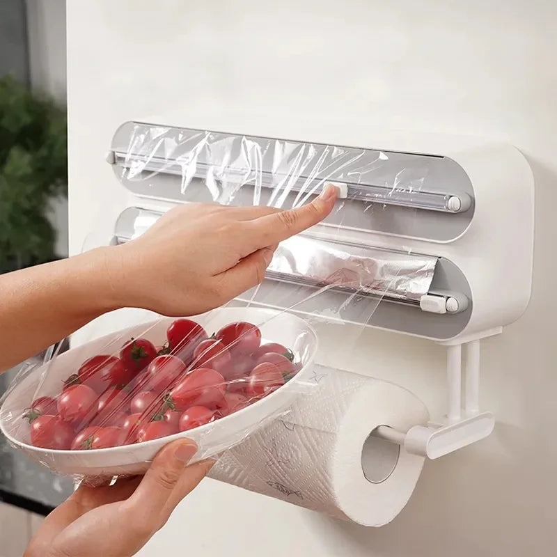 Suporte De Parede Para Papel Filme Com Cortador Coleção Cozinha - Suporte De Parede Para Papel Filme Com Cortador LightHousi 