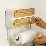 Suporte De Parede Para Papel Filme Com Cortador Coleção Cozinha - Suporte De Parede Para Papel Filme Com Cortador LightHousi Madeira 