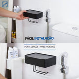 Suporte Para Papel Higiênico com Porta Lenços Umedecidos Suporte Para Papel Higiênico Com Fixação Por Sucção Ventosa Design & Casa 