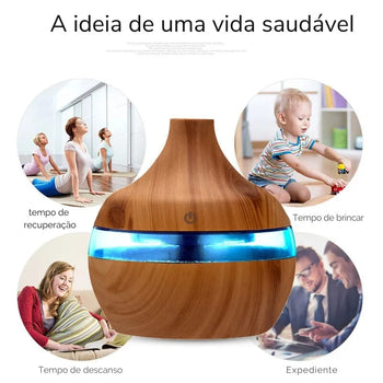 Umidificador Aromatizador de Madeira USB 300ML Umidificador Aromatizador de Madeira USB 300ML Design & Casa 