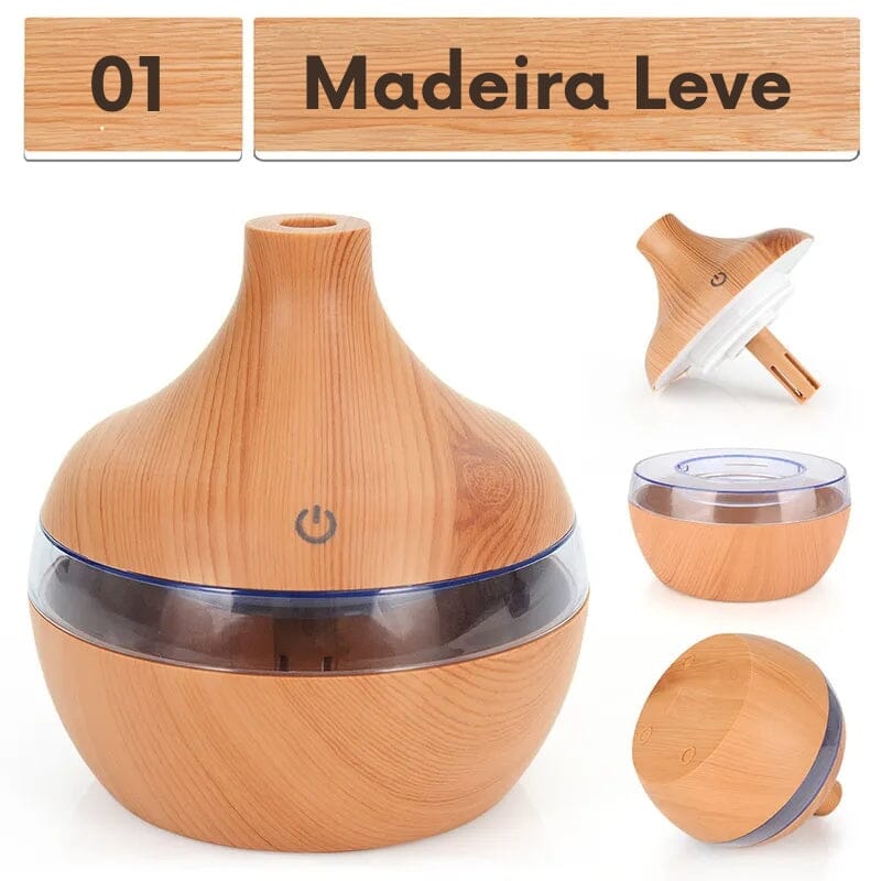 Umidificador Aromatizador de Madeira USB 300ML Umidificador Aromatizador de Madeira USB 300ML Design & Casa Madeira Leve 300ML 