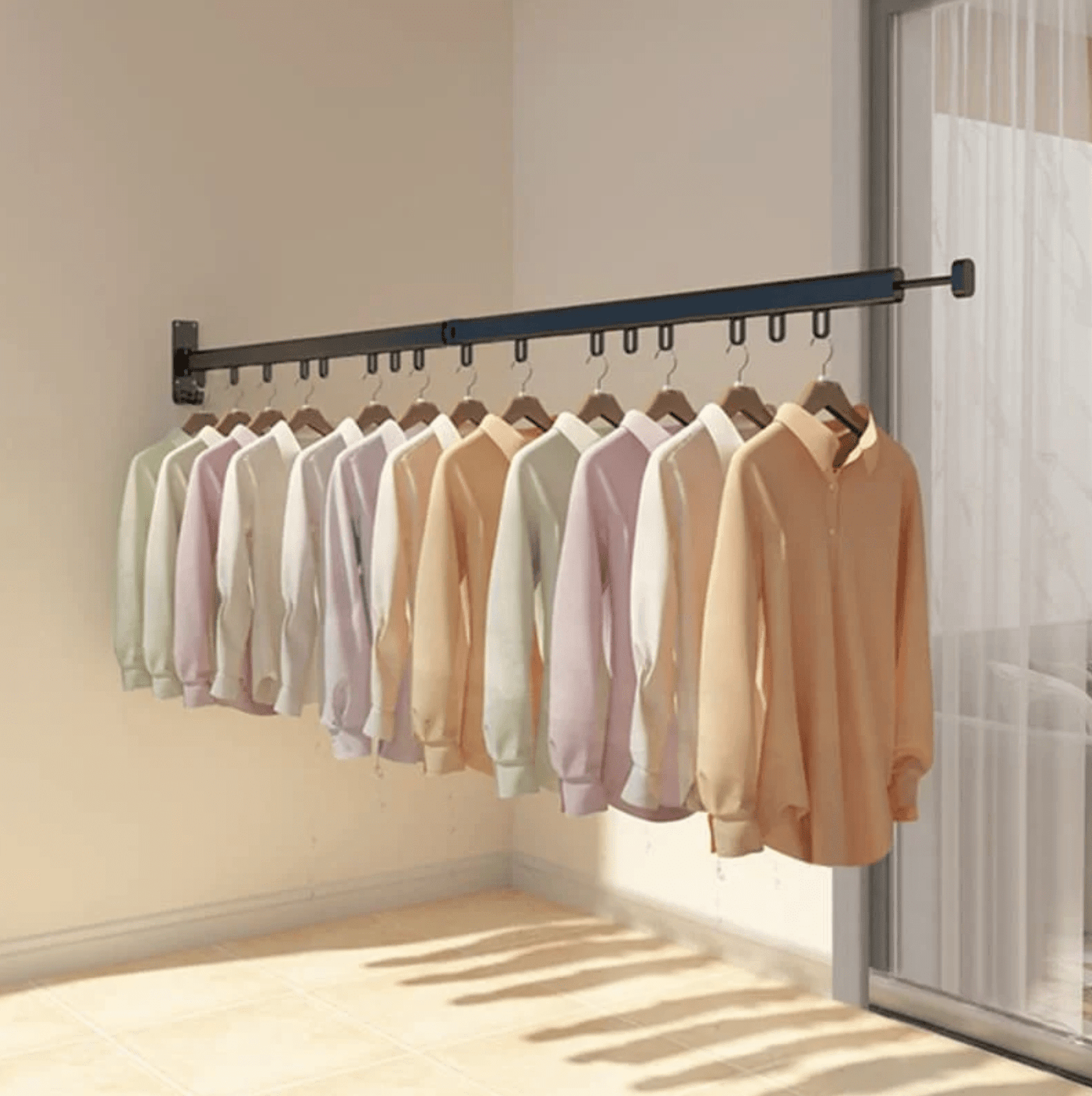 Varal Retrátil 360° com Ganchos para Roupas Design & Casa Preto 18 Ganchos 