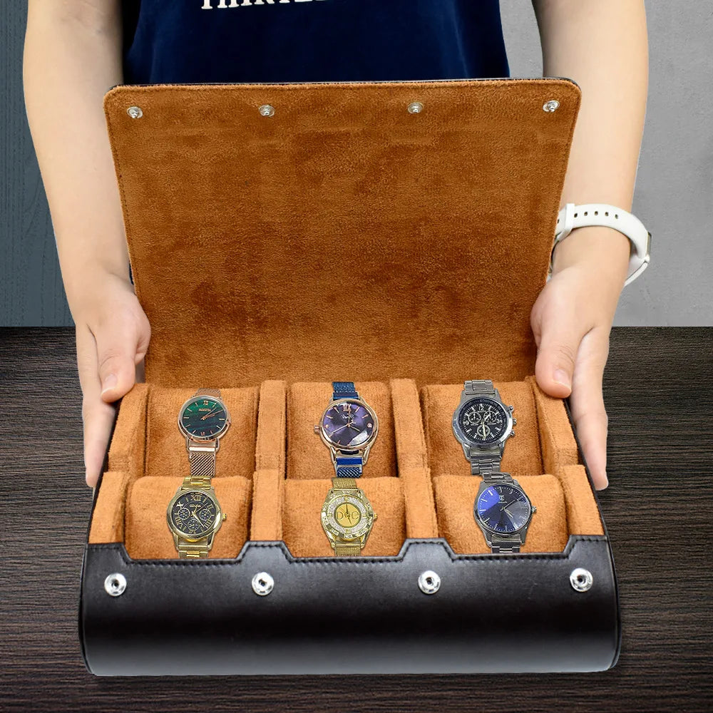 Watch Travel Case - for Men - for Women -Watch Roll Travel Case Organizer Display - Watch Case - 6 Slots Watch Box Organizer Design & Casa 