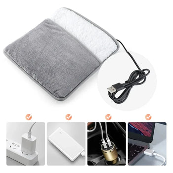 Winter USB Charging Electric Foot Heating Pad Universal Soft Plush Washable Foot Warmer Heater Household Foot Warming Mat Design & Casa 