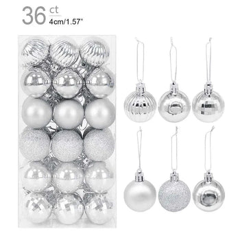 1box Christmas Balls Christmas Tree Ornaments Ball Xmas Hanging Tree Pendants Home Party Decor 2023 New Year Gift Noel Navidad Design & Casa 36pcs silver as picture 