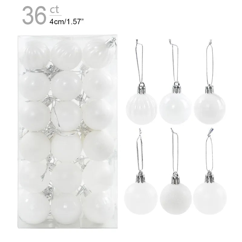1box Christmas Balls Christmas Tree Ornaments Ball Xmas Hanging Tree Pendants Home Party Decor 2023 New Year Gift Noel Navidad Design & Casa 36pcs white as picture 