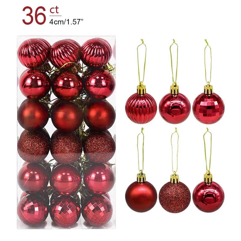 1box Christmas Balls Christmas Tree Ornaments Ball Xmas Hanging Tree Pendants Home Party Decor 2023 New Year Gift Noel Navidad Design & Casa 36pcs wine red as picture 