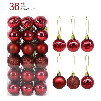 1box Christmas Balls Christmas Tree Ornaments Ball Xmas Hanging Tree Pendants Home Party Decor 2023 New Year Gift Noel Navidad Design & Casa 36pcs wine red as picture 
