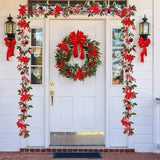 2M Christmas Garland with Light Artificial Red Berry Holly Leaves Ivy Vine Rattan Wreath for Christmas Tree Ornament Home Decors Design & Casa 