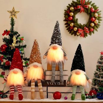 30cm Christmas Doll Elf Gnome with Led Light Christmas Decorations for Home Xmas Navidad New Year 2023 Children's Gifts Design & Casa 