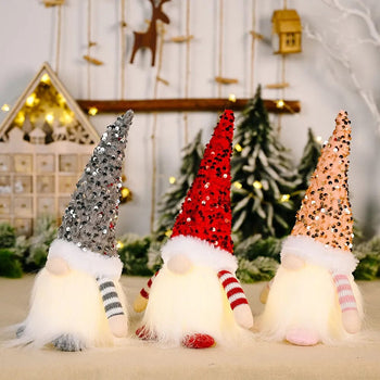 30cm Christmas Doll Elf Gnome with Led Light Christmas Decorations for Home Xmas Navidad New Year 2023 Children's Gifts Design & Casa 