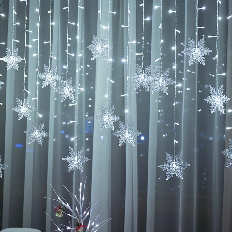 3.2M Christmas Snowflakes LED String Lights Flashing Fairy Curtain Lights Waterproof For Holiday Party Wedding Xmas Decoration Design & Casa 