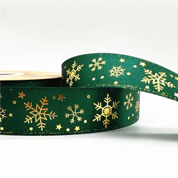5yards 1inch 25mm Christmas Ribbon Printed Christmas Polyester Ribbon For Handmade Design Christmas Decoration DIY Gift Packing Design & Casa 02 25mm x 5yards 
