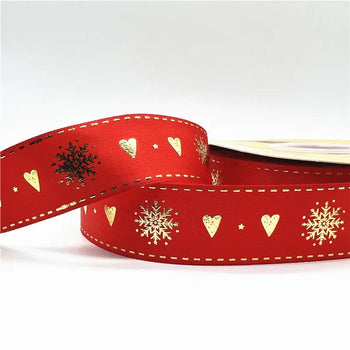 5yards 1inch 25mm Christmas Ribbon Printed Christmas Polyester Ribbon For Handmade Design Christmas Decoration DIY Gift Packing Design & Casa 03 25mm x 5yards 