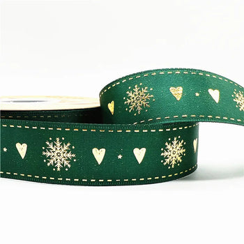 5yards 1inch 25mm Christmas Ribbon Printed Christmas Polyester Ribbon For Handmade Design Christmas Decoration DIY Gift Packing Design & Casa 04 25mm x 5yards 