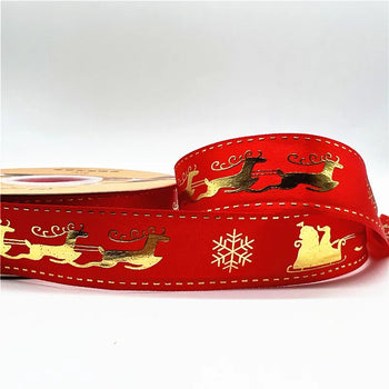 5yards 1inch 25mm Christmas Ribbon Printed Christmas Polyester Ribbon For Handmade Design Christmas Decoration DIY Gift Packing Design & Casa 09 25mm x 5yards 
