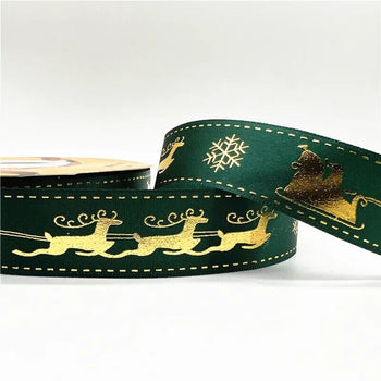 5yards 1inch 25mm Christmas Ribbon Printed Christmas Polyester Ribbon For Handmade Design Christmas Decoration DIY Gift Packing Design & Casa 10 25mm x 5yards 