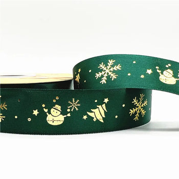 5yards 1inch 25mm Christmas Ribbon Printed Christmas Polyester Ribbon For Handmade Design Christmas Decoration DIY Gift Packing Design & Casa 12 25mm x 5yards 