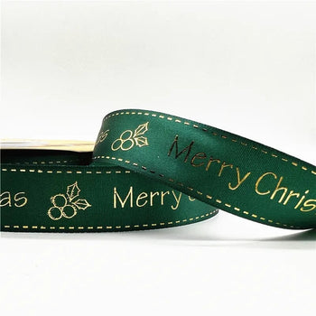 5yards 1inch 25mm Christmas Ribbon Printed Christmas Polyester Ribbon For Handmade Design Christmas Decoration DIY Gift Packing Design & Casa 16 25mm x 5yards 