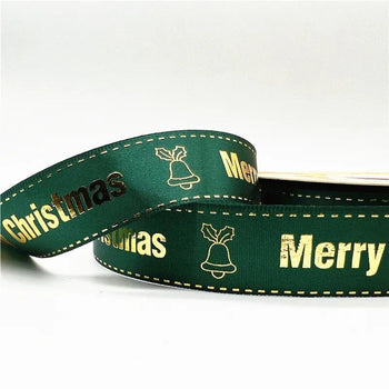 5yards 1inch 25mm Christmas Ribbon Printed Christmas Polyester Ribbon For Handmade Design Christmas Decoration DIY Gift Packing Design & Casa 22 25mm x 5yards 