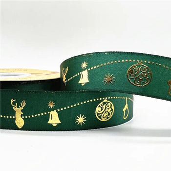 5yards 1inch 25mm Christmas Ribbon Printed Christmas Polyester Ribbon For Handmade Design Christmas Decoration DIY Gift Packing Design & Casa 34 25mm x 5yards 