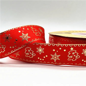 5yards 1inch 25mm Christmas Ribbon Printed Christmas Polyester Ribbon For Handmade Design Christmas Decoration DIY Gift Packing Design & Casa 35 25mm x 5yards 