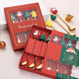 6/4/2PCS Christmas Gift Glod Spoon Fork Set Elk Christmas Tree Decoration Dessert Scoop Fruit Fork Coffee Spoon Cutlery Set Design & Casa 