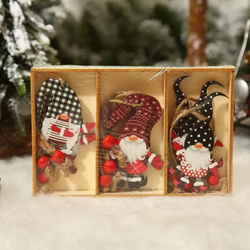 9/12pc Christmas Gnomes Wooden Pendant Christmas Tree Hanging Oranment Navidad New Year 2024 Gift Xmas Decorations for Home Noel Design & Casa 12pcs style D 