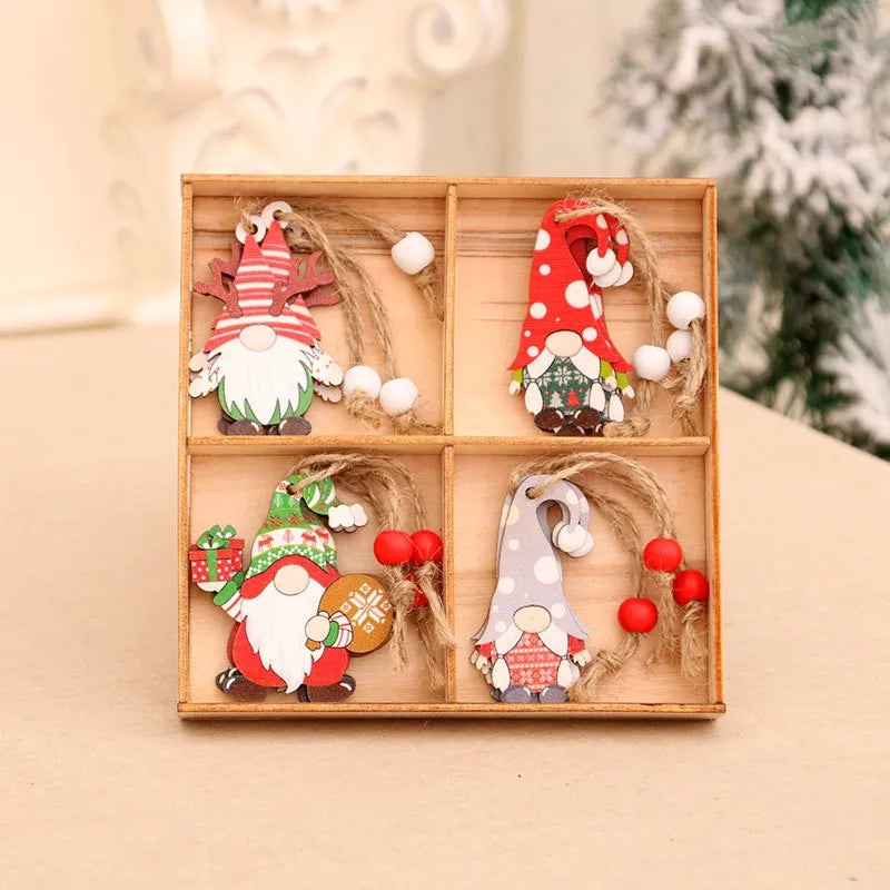 9/12pc Christmas Gnomes Wooden Pendant Christmas Tree Hanging Oranment Navidad New Year 2024 Gift Xmas Decorations for Home Noel Design & Casa 12pcs style I 