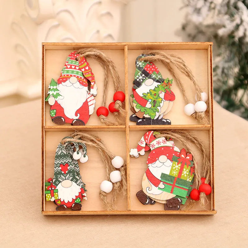 9/12pc Christmas Gnomes Wooden Pendant Christmas Tree Hanging Oranment Navidad New Year 2024 Gift Xmas Decorations for Home Noel Design & Casa 12pcs style J 