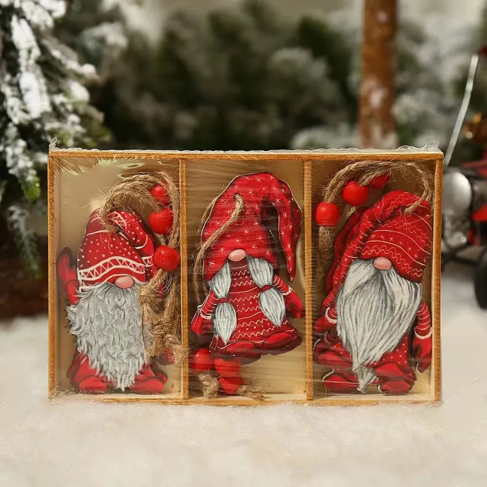9/12pc Christmas Gnomes Wooden Pendant Christmas Tree Hanging Oranment Navidad New Year 2024 Gift Xmas Decorations for Home Noel Design & Casa 