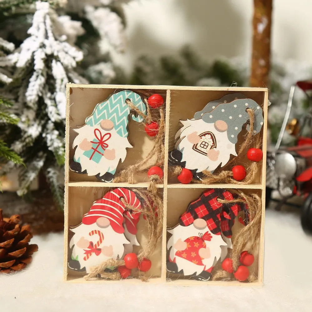 9/12pc Christmas Gnomes Wooden Pendant Christmas Tree Hanging Oranment Navidad New Year 2024 Gift Xmas Decorations for Home Noel Design & Casa 9pcs style B 