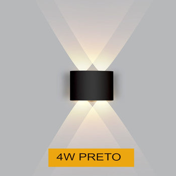 Arandela de Parede Externa em LED Á prova d'água Arandela 01 - Arandela de Parede Externa em LED Á prova d'água Minha loja Preto 4W 